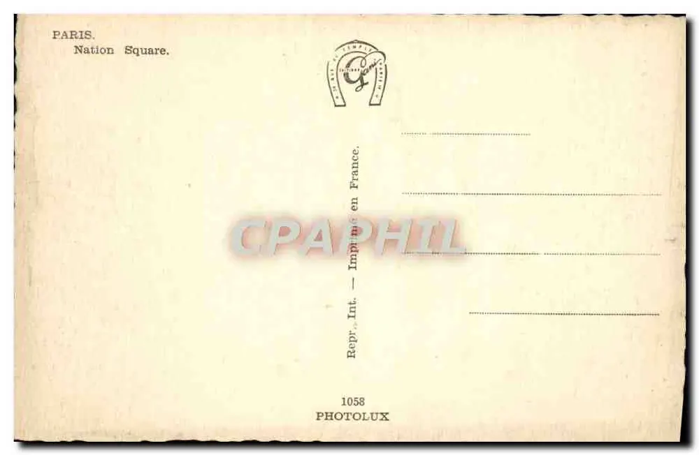 Paris - Praça da Nação - Fonte da Nação - Photolux, n° 1058 - Verso