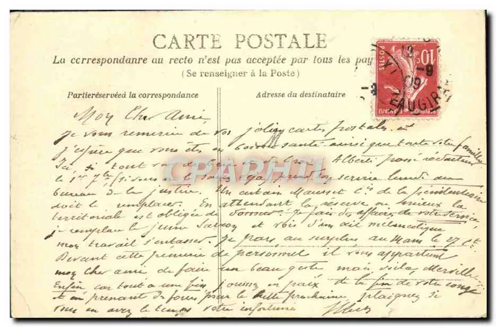 Nossa Senhora, Porta central — Paris — Desenho à pena, A. Goulon - Verso