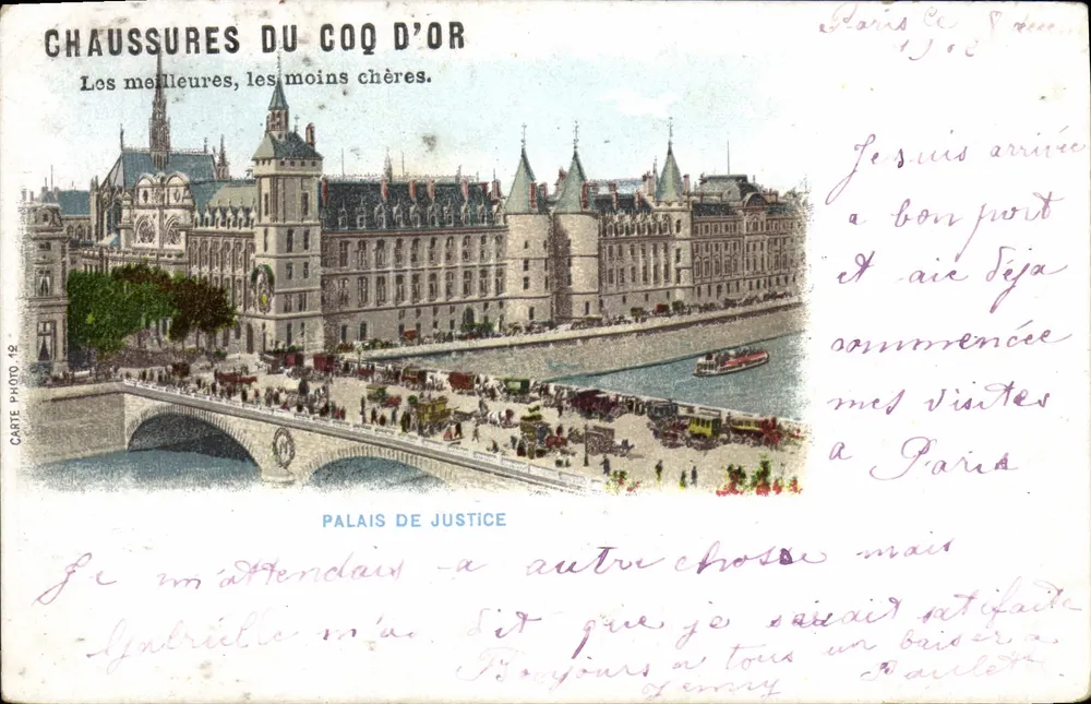 Palast der Gerechtigkeit in Paris — Ansicht der Seine und Brücke — Verlag Carte Photo 12 - Vorderseite