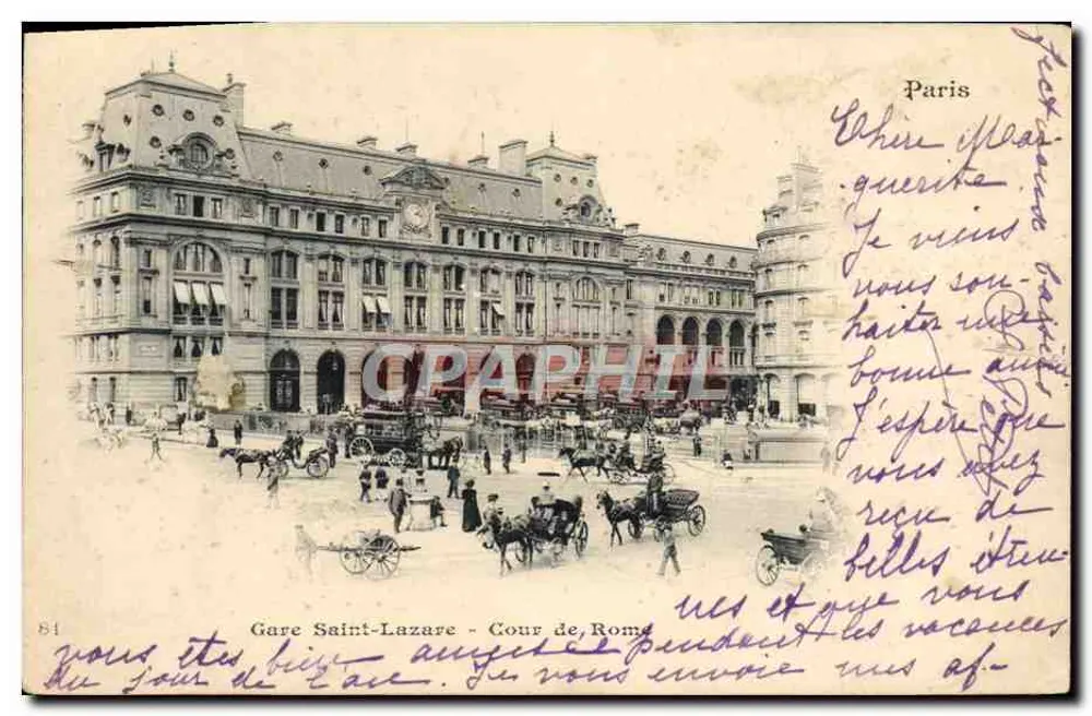 Gare Saint-Lazare — Cour de Rome — éditeur anonyme, n° 61 - Frente
