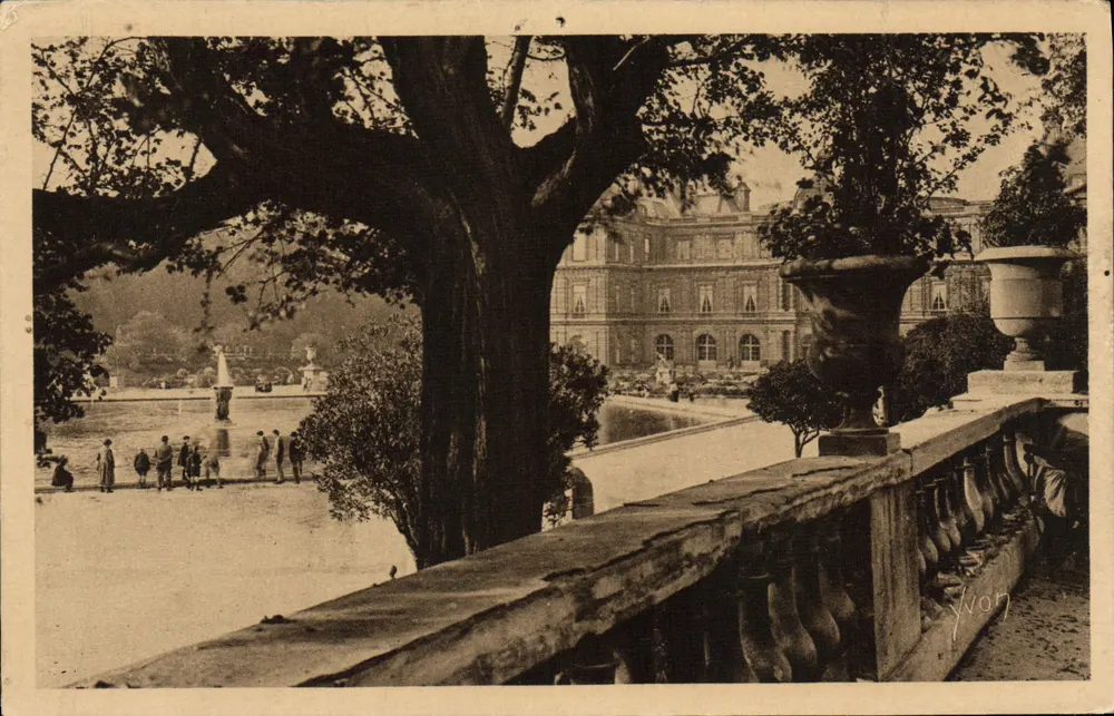 Jardin du Luxembourg — Vue du bassin et du palais — Édition d'Art YVON - Vorderseite
