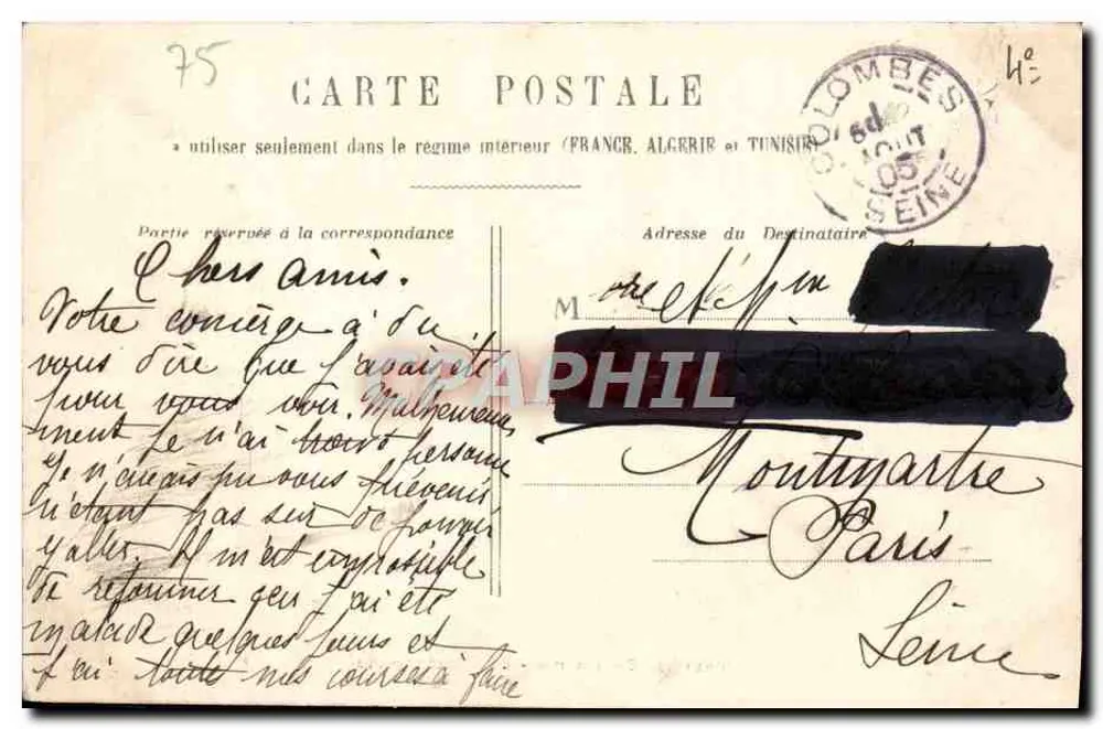 Rechtbank van Handel - La Conciergerie — Parijs — H. L. / Marguerite - Achterkant