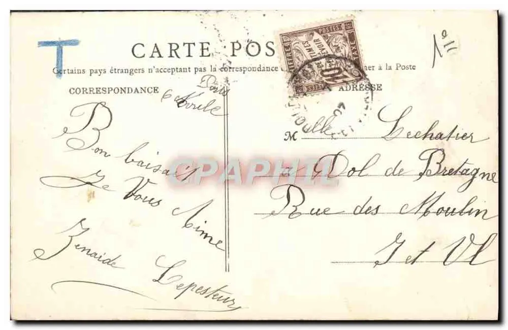 PARIS — Rue de Rivoli — editor desconhecido, n° 210 - Verso
