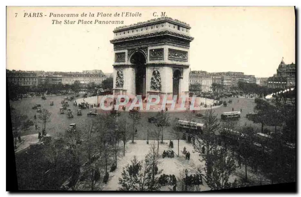 Paris - Panorama da Place de l'Étoile — C. M. - Frente