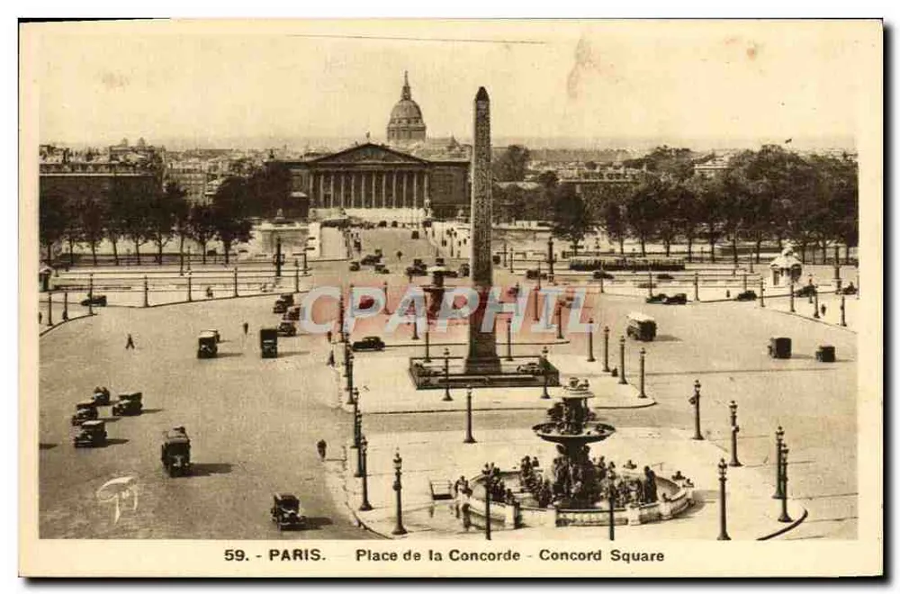 Place de la Concorde — Paryż — wydawca A. Leconte, 38, rue Ste-Croix-de-la-Bretonnerie - Awers