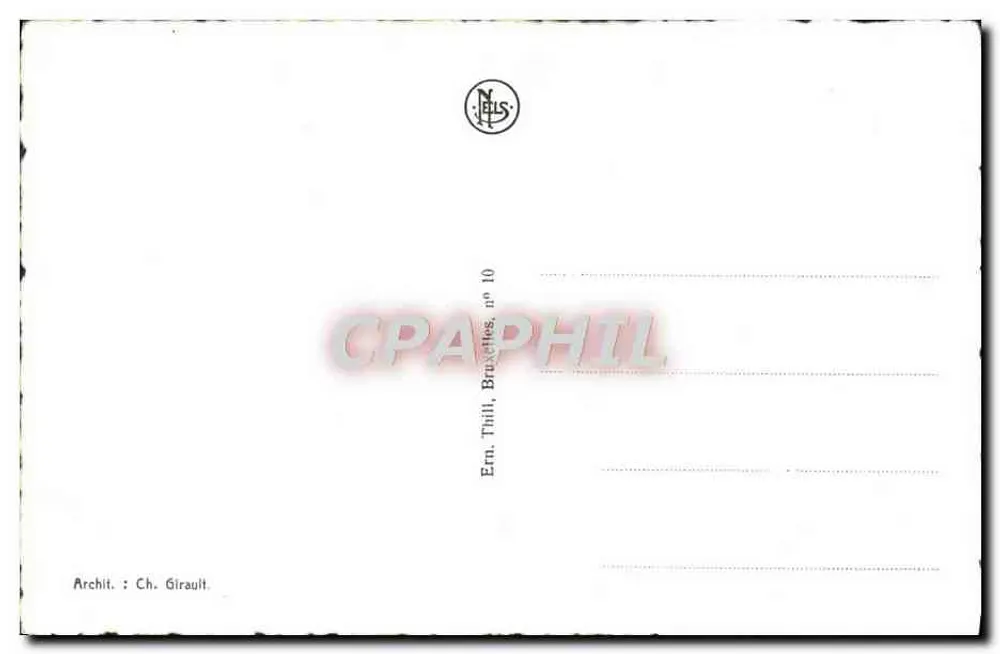Arco Monumental do Cinquentenário — Bruxelas — Editor: Ch. Girault, n° 10 - Verso