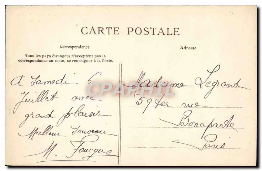 Parigi — Cour des Arts et Métiers — C.L.C. n°727 - Verso