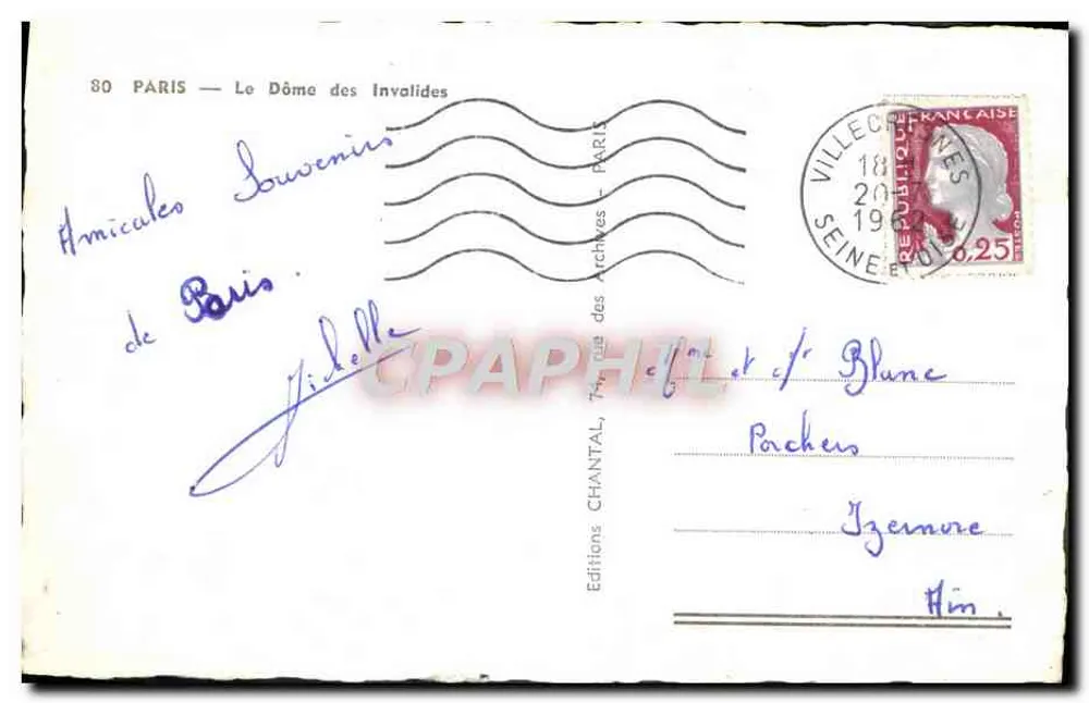 Paris — O Domo dos Inválidos — Edições Chantal, n°80 - Verso