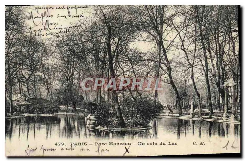 PARIS — Parc Monceau — Um canto do Lago — C. M. n° 479 - Frente
