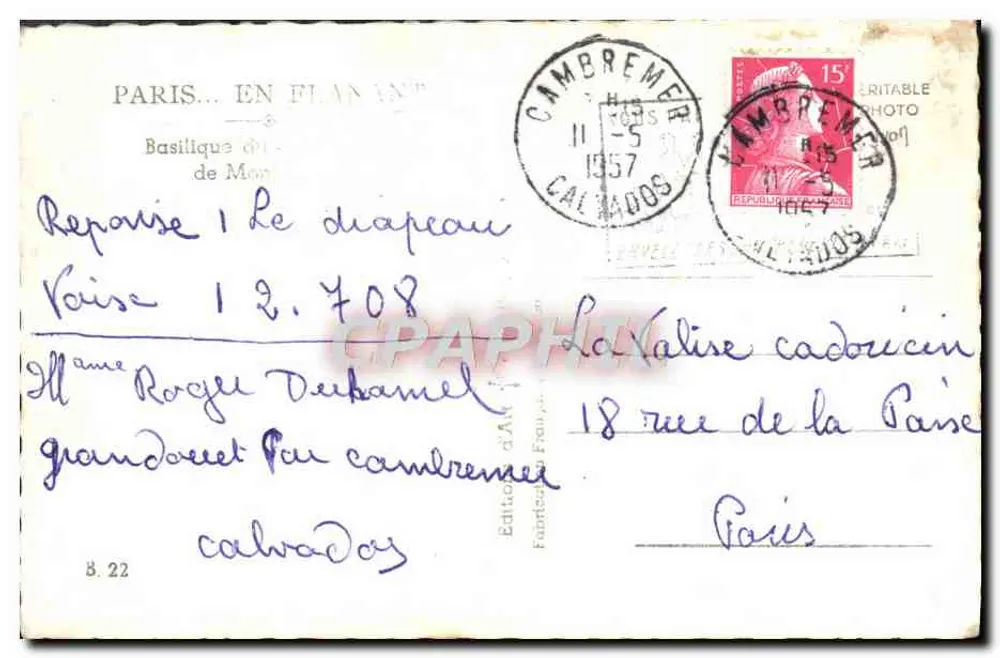 Basilika des Heiligen Herzens — Paris — Cambremez Kunstausgabe - Rückseite