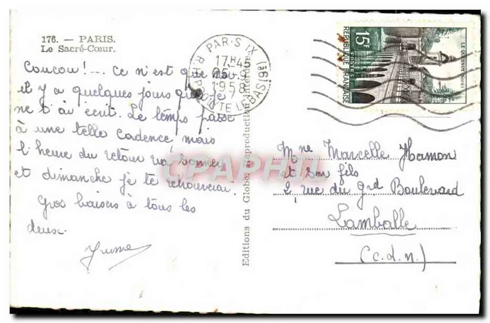 O Sagrado Coração — Paris — Edições do Globe, n° 176 - Verso