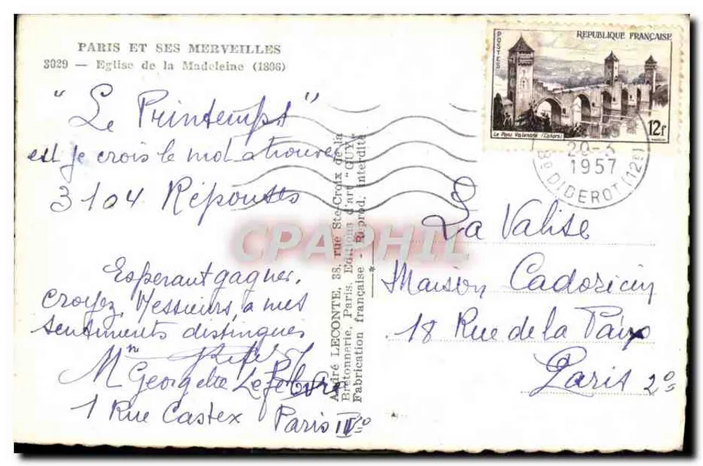 Paris und seine Wunder — Kirche der Madeleine (1806) — Guy - Rückseite