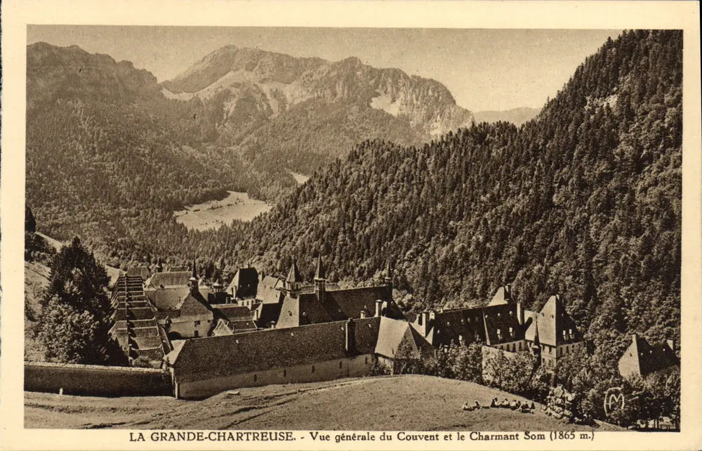 La Grande-Chartreuse — Allgemeiner Blick auf das Kloster und den Charmant Som (1865 m.) — Editionen Martimono Frères - Vorderseite