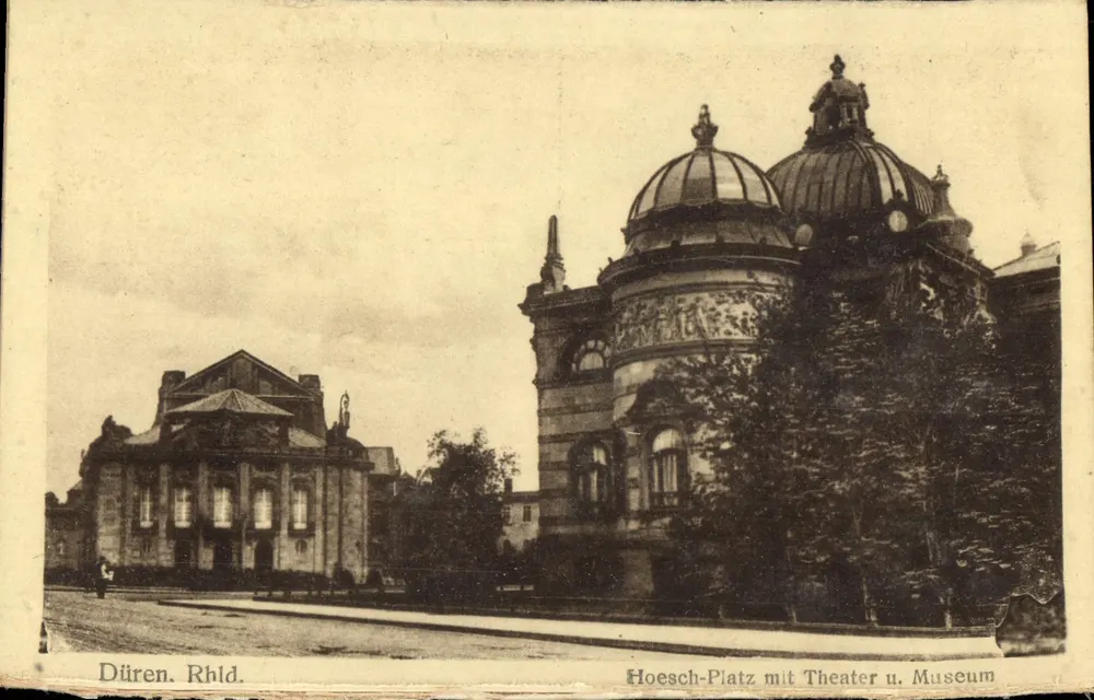 Düren. Rhld. — Hoesch-Platz mit Theater und Museum — Kunstverlag WIZICO Göttingen, Nr. 8 - Vorderseite