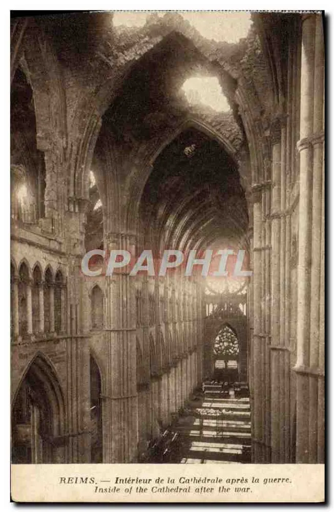 Reims — Innenansicht der Kathedrale nach dem Krieg — Edition Reims-Kathedrale - Vorderseite