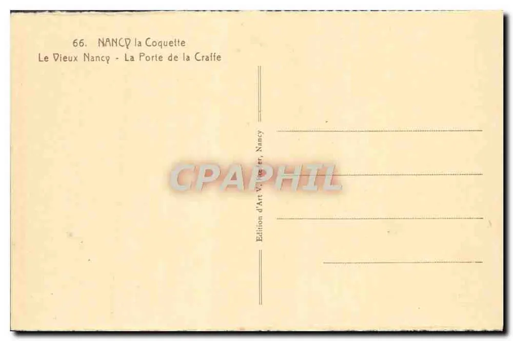 Nancy - Porta da Craffe — Edição de Arte V. Peller, Nancy - Verso