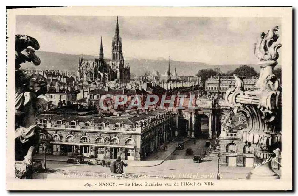 Nancy — Blick auf den Place Stanislas vom Rathaus — Kunstausgabe W. Bauder, Nancy - Vorderseite