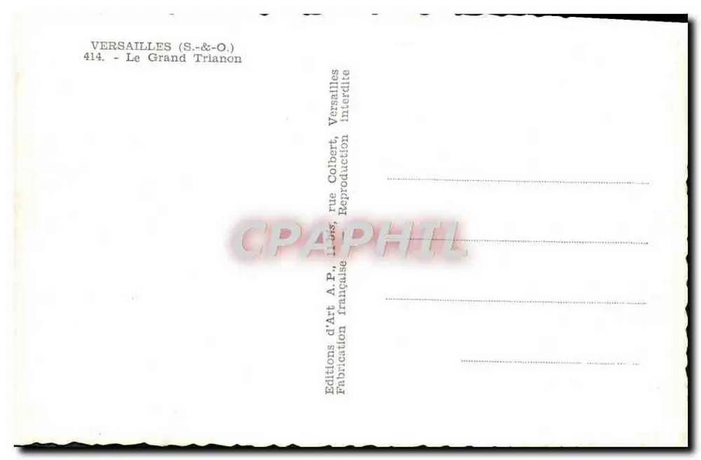 Versailles — O Grande Trianon — Edições A.P. (S.&-O.) n°414 - Verso