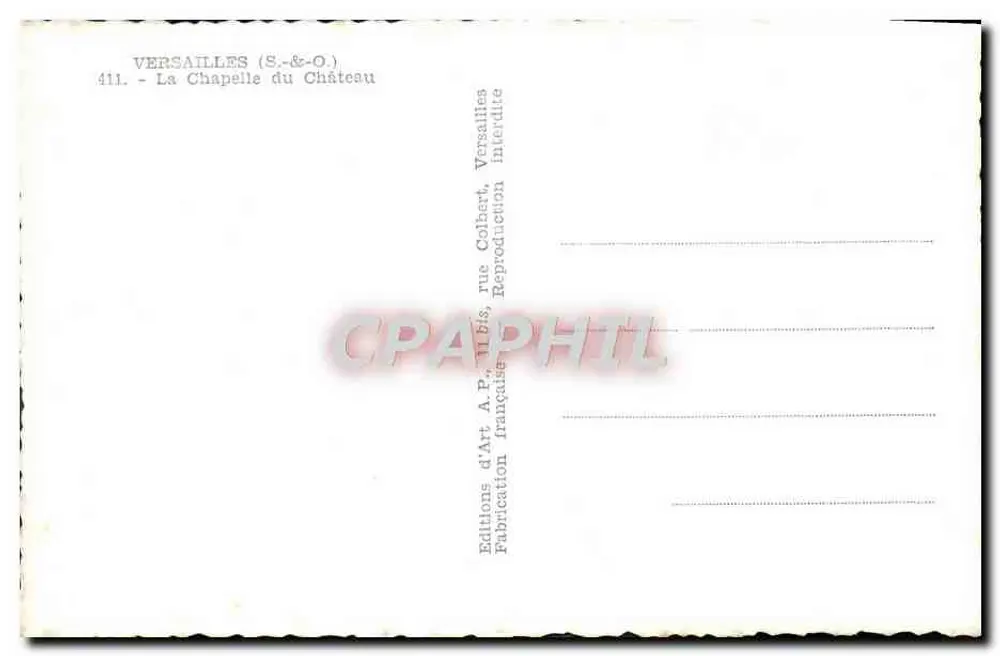 Versailles (S.&O.) — A Capela do Castelo — Edições d'Art A.P. Gobbert - Verso