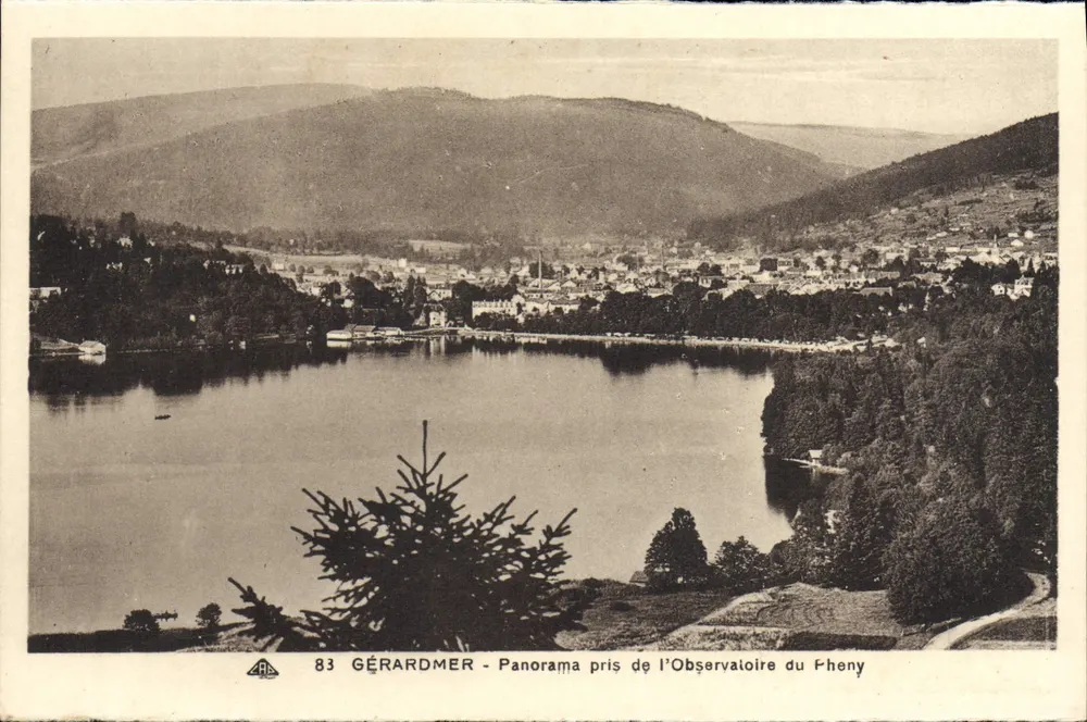 Gérardmer - Panorama tirado da Observatórios do Fheny — série 83, editor CP des Arts Photomécaniques - Frente