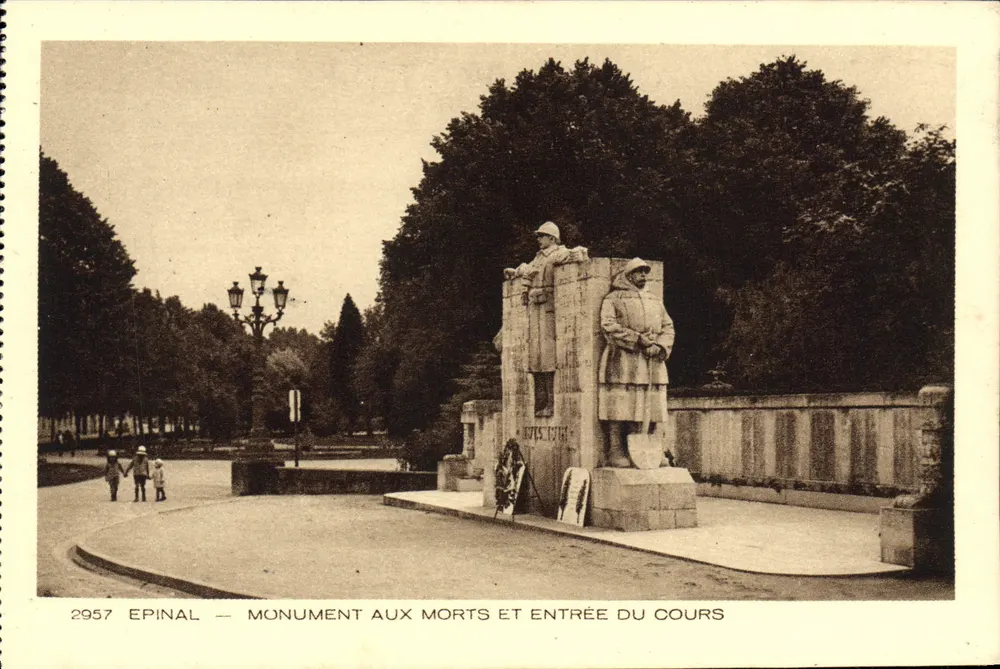 Epinal — Denkmal für die Toten und Eingang zum Cours — Verlag Braun & Cie, Nr. 2957 - Vorderseite