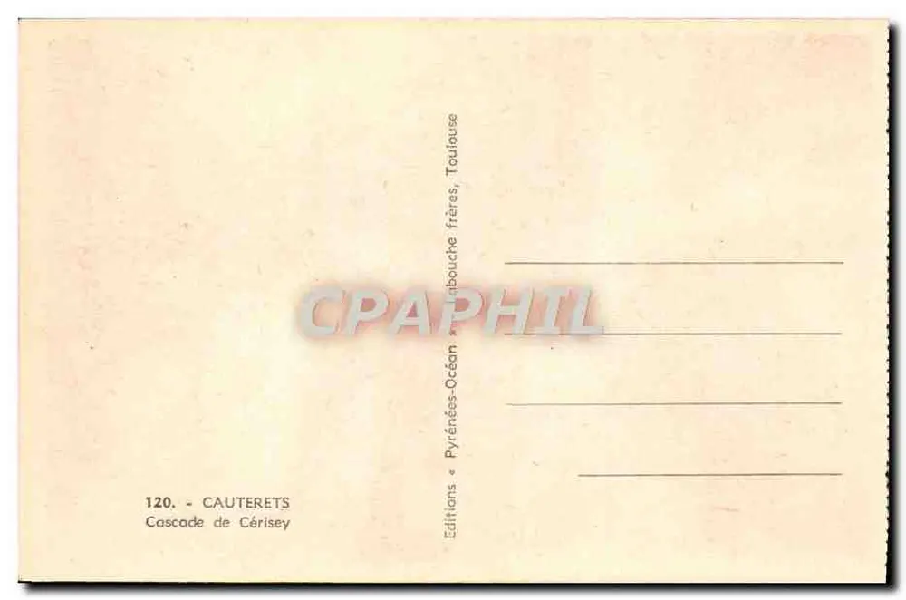 Wodospad Cérisey — Cauterets — Wydawnictwo Cauterets - Rewers