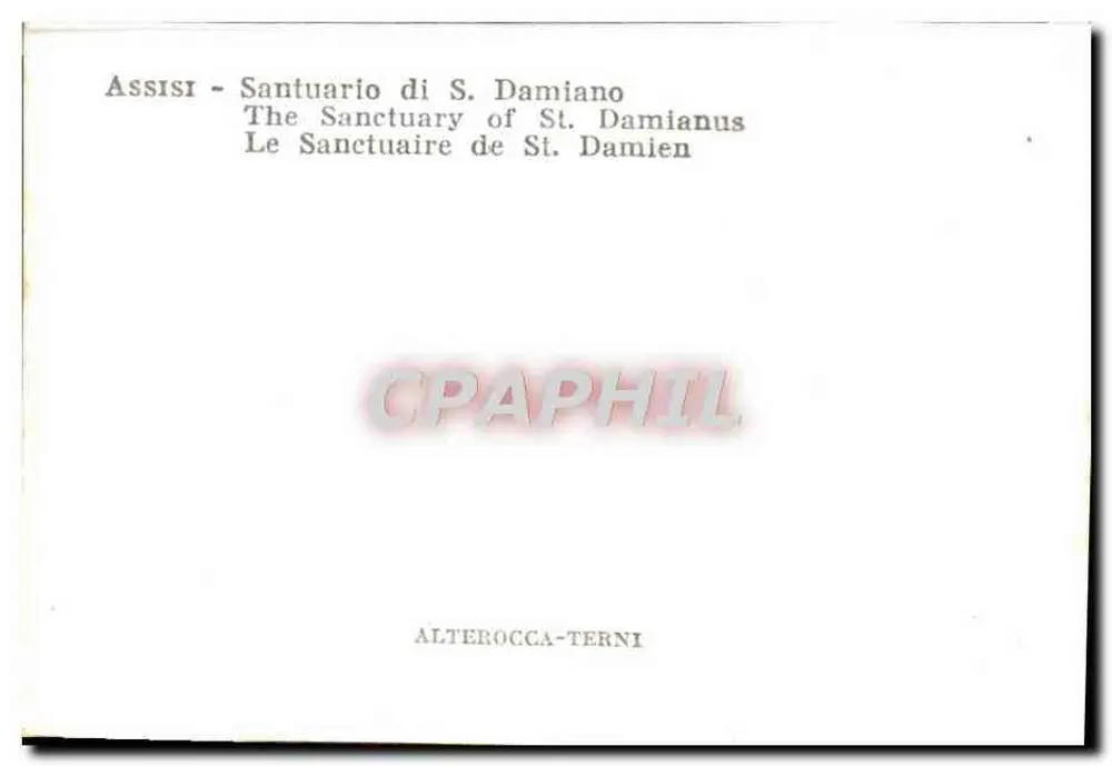 Assisi - Santuário de São Damaso — ALTEROCCA-TERNI - Verso