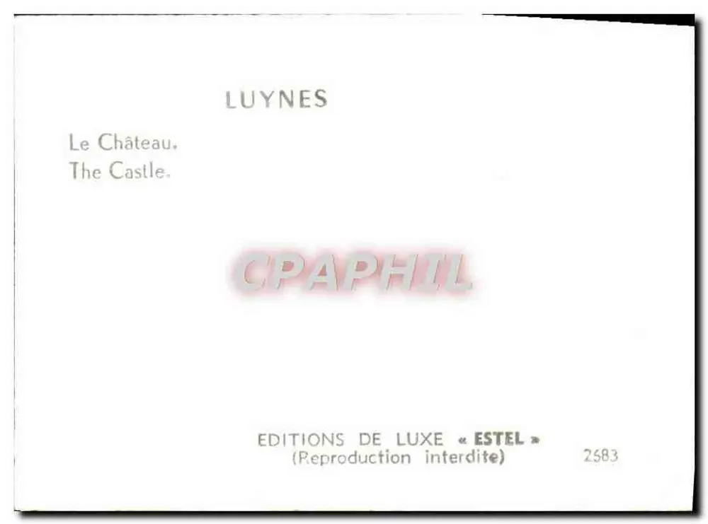 Castelo de Luynes — Edições de Luxo « Estel » n° 2683 - Verso