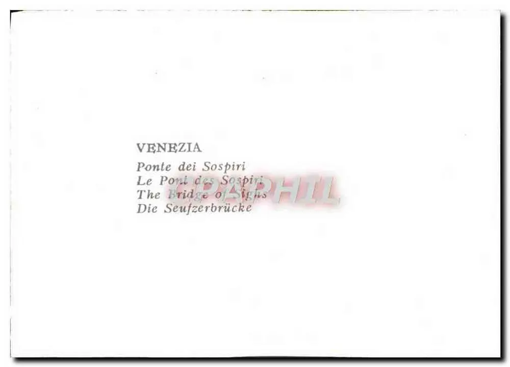 Veneza — O Ponte dos Suspiros — editor desconhecido, número de série não visível - Verso