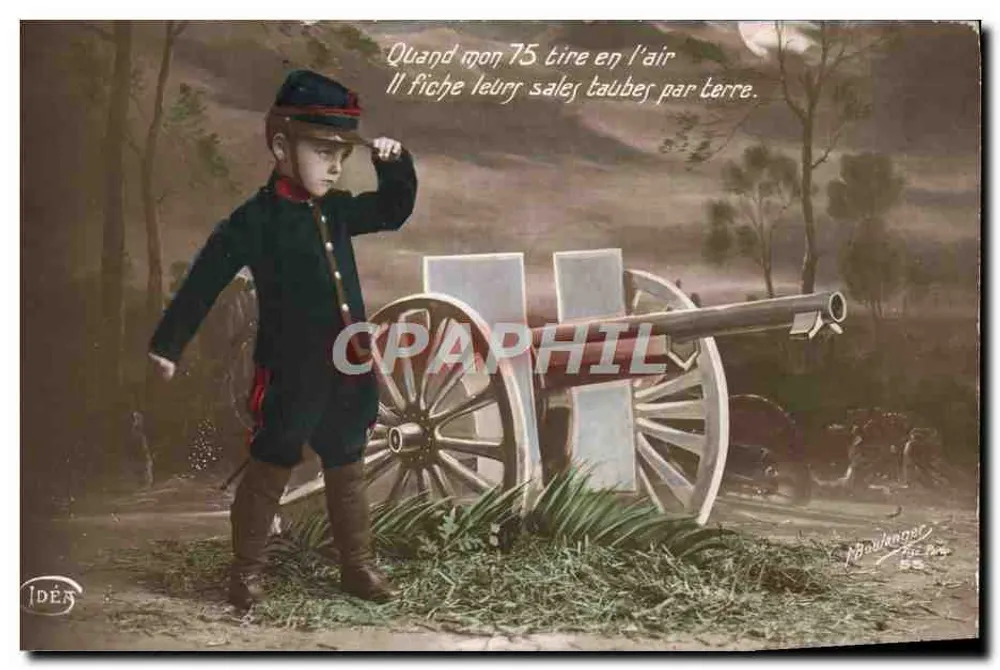 Kind in Militäruniform — mit Kanone — Verlag Idès, n° 55 - Vorderseite