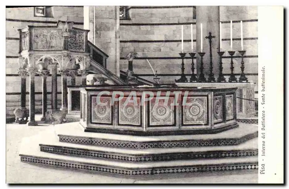Innenansicht des Baptisteriums - Pisa - Taufbecken - Vorderseite