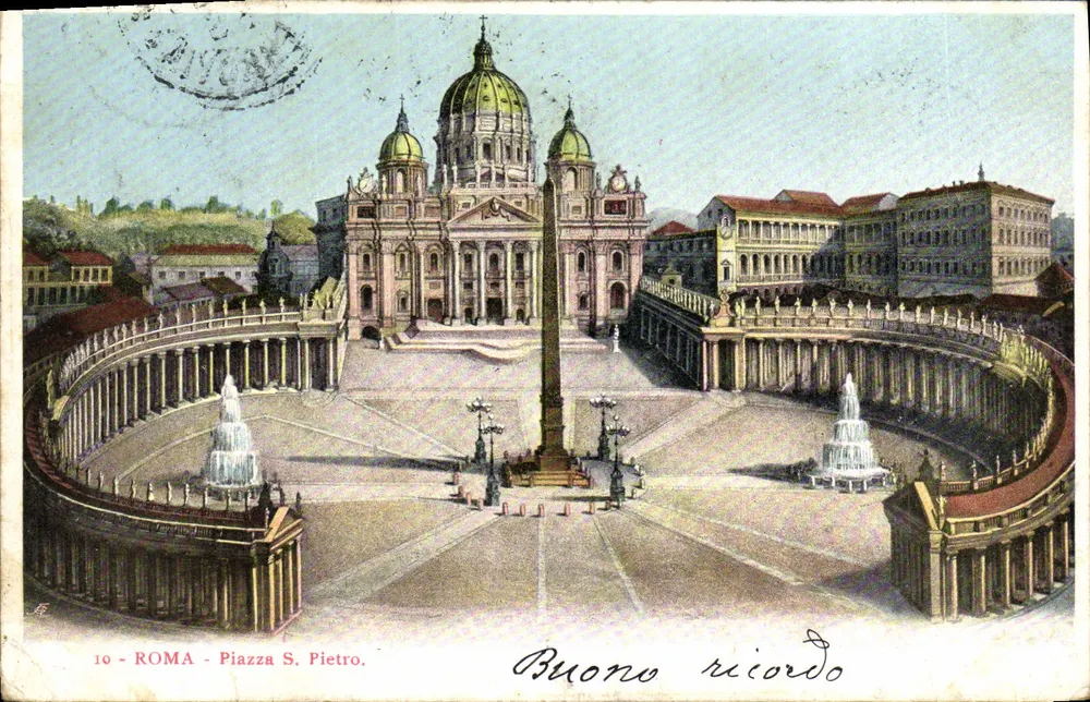 Roma - Piazza S. Pietro — vista da basílica e do obelisco — editor desconhecido, n° 10 - Frente