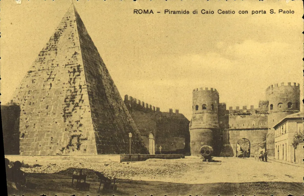 Rom – Pyramide des Gaius Cestius mit Tor Sankt Paul - Vorderseite