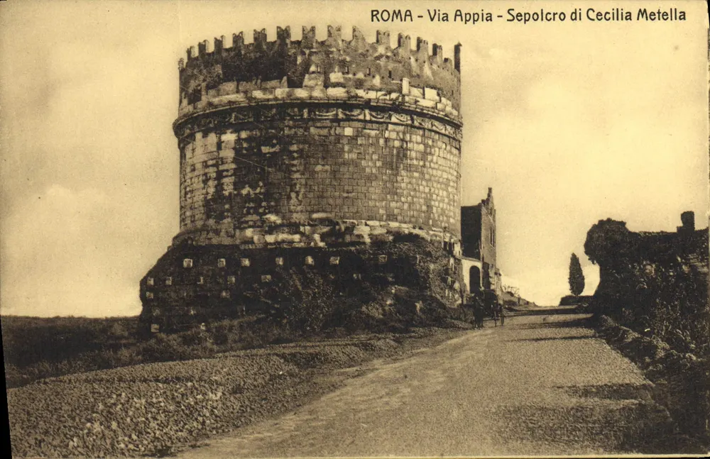 Rom - Via Appia - Grab von Cecilia Metella — römische kreisförmige Turm - Vorderseite