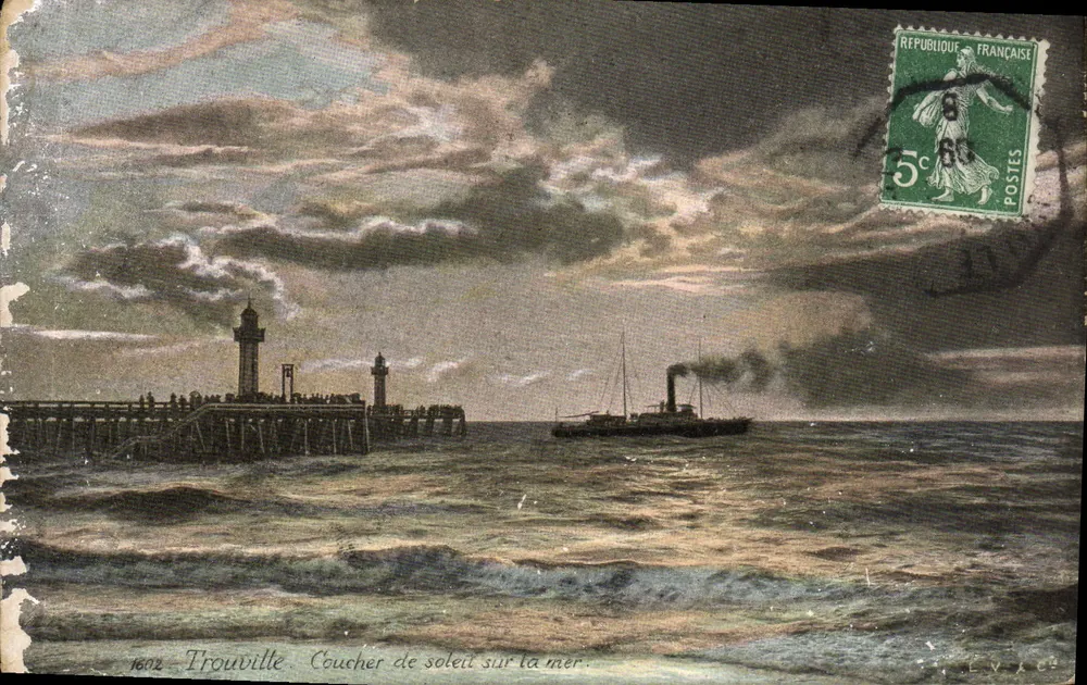Trouville — Coucher de soleil sur la mer — éditeur L. V. & Cie - Paris, n° 1602 - Vorderseite