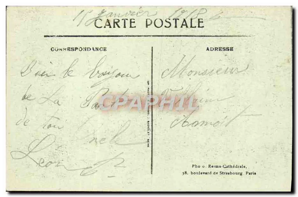 Tours-sur-Marne — Truppenpassage, rue du Pont — Visé Paris N°82, Cliché Mocquereau - Rückseite