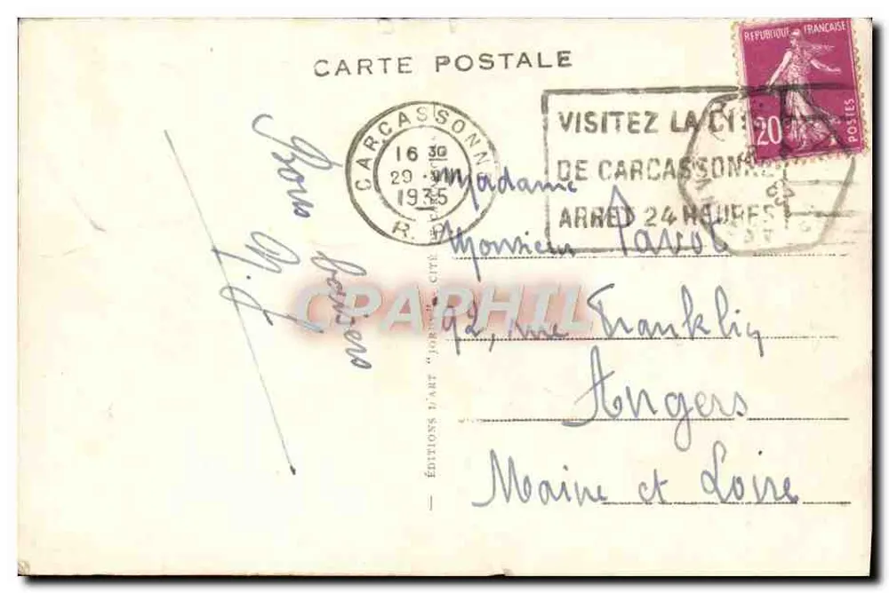 Carcassonne — Ansicht von Westen — Éditions J'Art - Rückseite