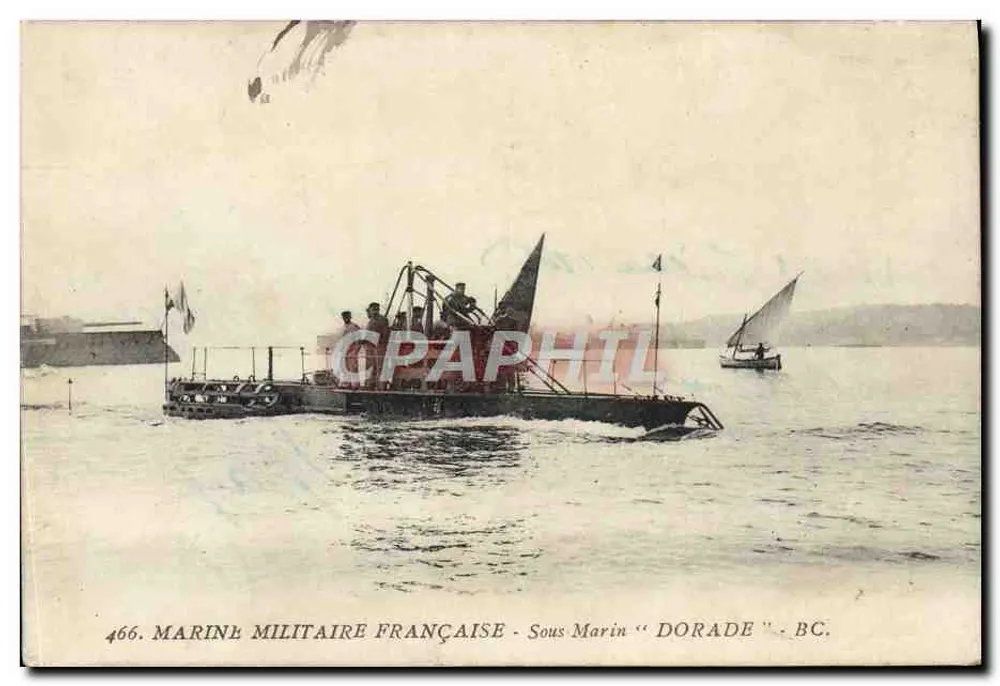 U-Boot "DORADE" — französisches Militärboot unterwegs — Verlag BC, Nr. 466 - Vorderseite
