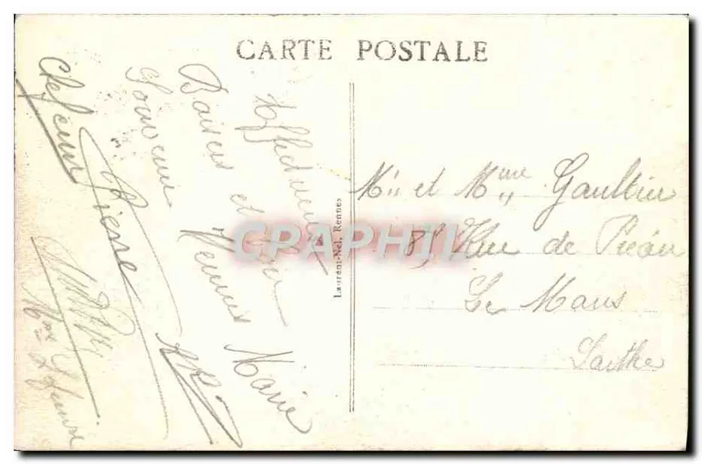Rennes - Le Palais de Justice — vista da praça com fonte — editor Gouez un, série 1511 - Verso