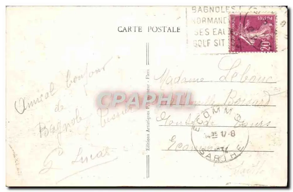 Bagnolles-de-l'Orne — Das Casino am See und die Gärten — Éditions Artistiques Fleurs, n°30 - Rückseite