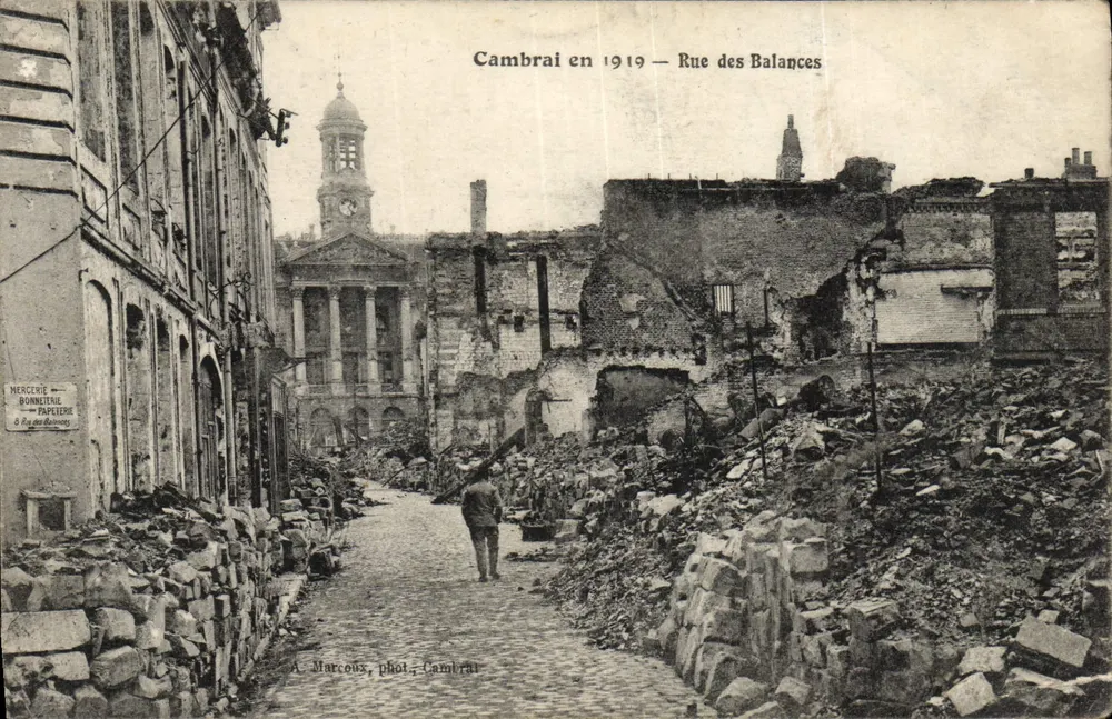 Cambrai 1919 — Rue des Balances — A. Marcous, Fotografie, Cambrai - Vorderseite