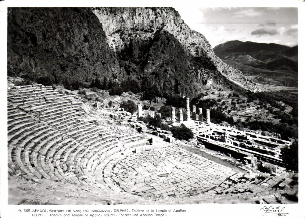 DÉLPHI — Théâtre et Temple d'Apollon — W. 1501, éditeur J. P. D. Fortmaël - Vorderseite