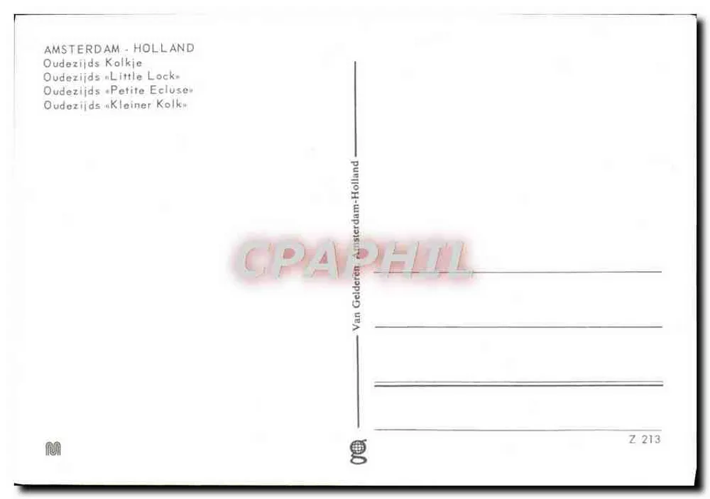 Amsterdã - Holanda - Oudezijds Kolkje — Z 213 - Verso
