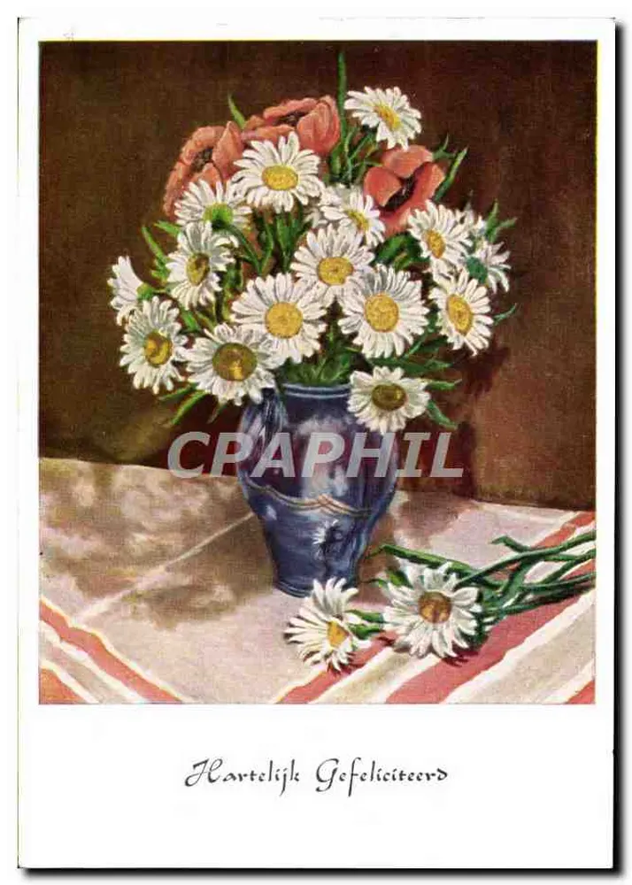Buquê de margaridas e papoulas — editor Remóvos Kunstkaarten, n° 702 — desenho de E. Mosho - Frente