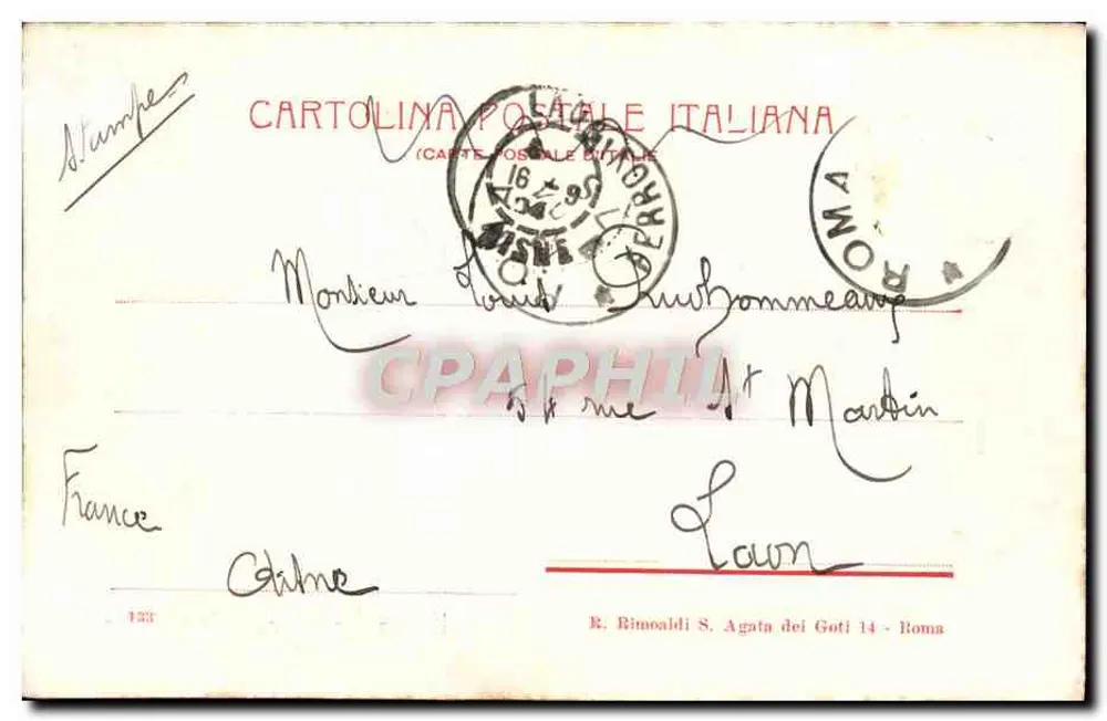 Ostatnia Modlitwa Circo Massimo — scena z lwem — wydawca R. Rinoaldi S. Agata dei Goti 14 - Roma - Rewers