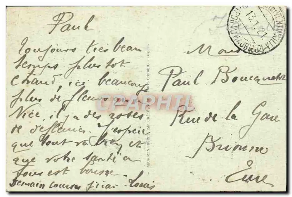 Route de Vintimille — Ansicht vom Pont Saint-Louis — Verlag N. FASCHÉ, IMP. CRÉTEIL - Rückseite