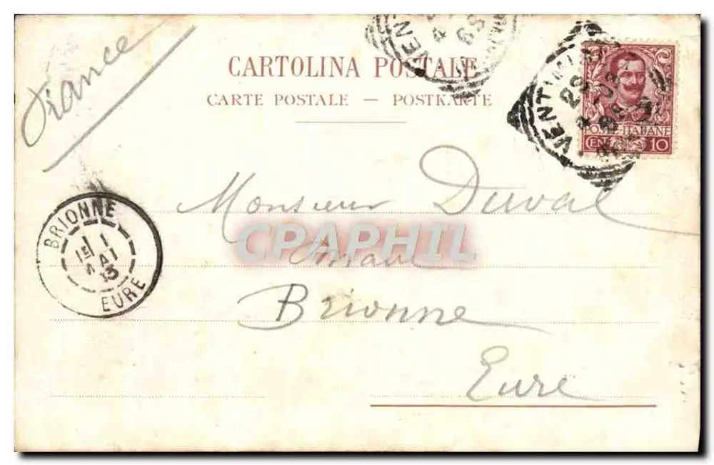 San Remo - La Passeggiata — vista da promenade cercada de palmeiras e do prédio do Hotel Bordighera — editor não identificado - Verso