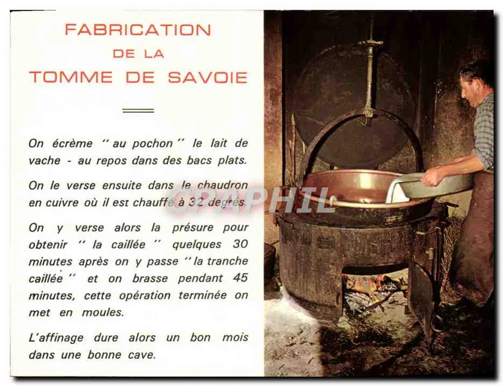 Fabricación del queso Tomme de Savoie — Editor: Les Photographies de G. Rossat-Mignod, Annecy - Anverso