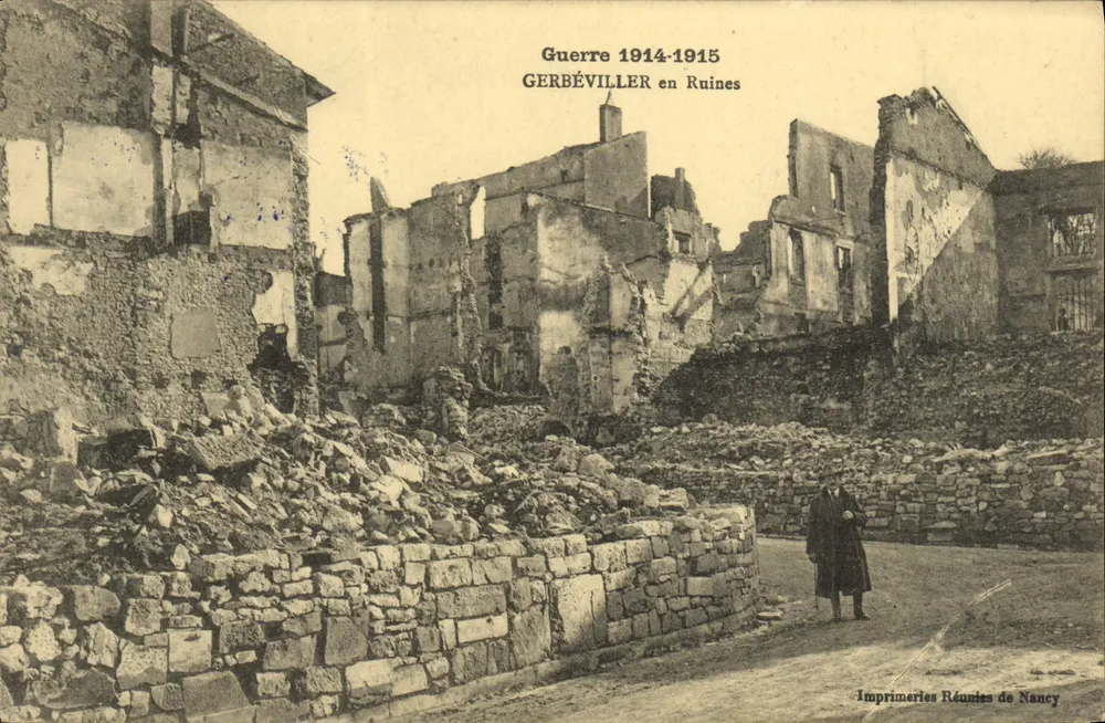 Gerbéviller em Ruínas — Guerra 1914-1915 — Imprimeries Réunies de Nancy - Frente