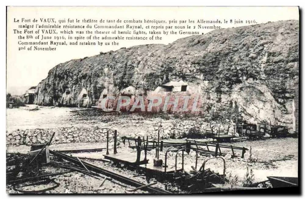 Forte de Vaux — tomada alemã e recuperação francesa — texto bilingue - Frente